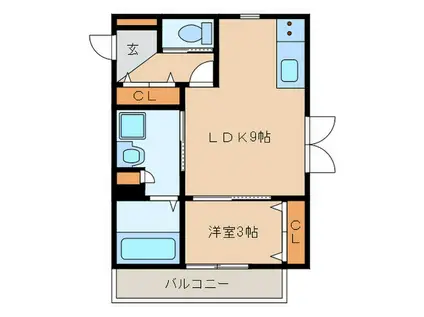 フォレストヴィラ今宿II(1LDK/1階)の間取り写真