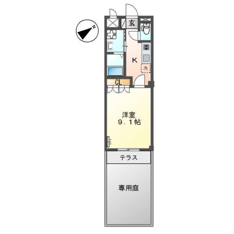 PLASIR(1K/1階)の間取り写真