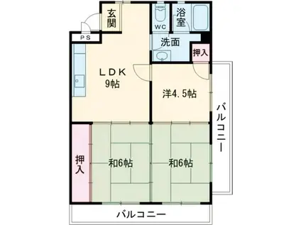 サンテラス保田窪(3DK/6階)の間取り写真