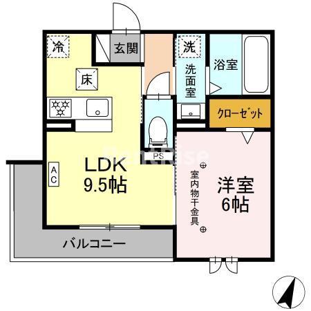 プール リアン(1LDK/1階)の間取り写真