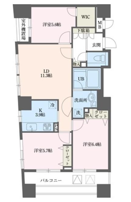 ドゥーエ横浜駅前(3LDK/17階)の間取り写真