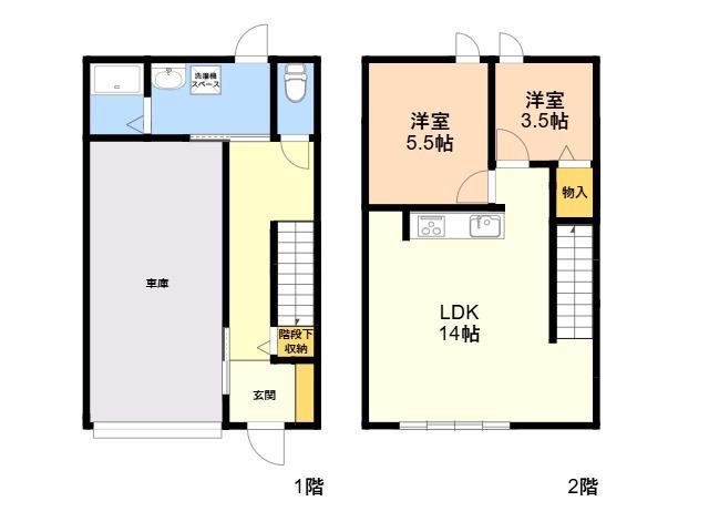 ONE GARAGE NAGAOKA(2LDK/1階)の間取り写真