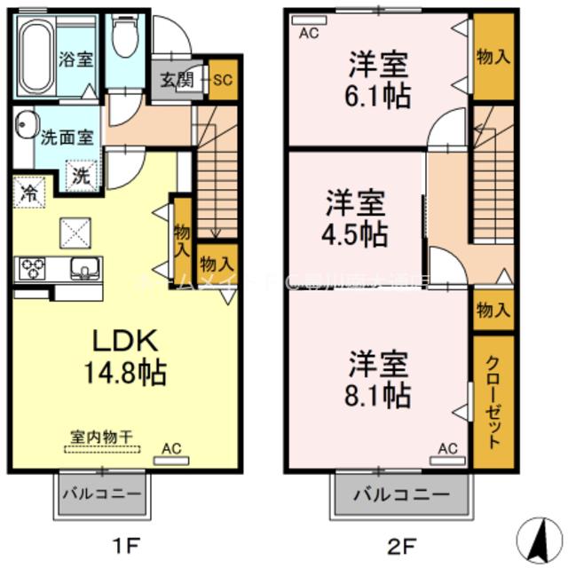 デジール・T II(3LDK/1階)の間取り写真