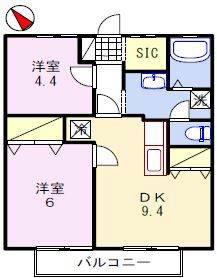 サンライフ森の西A棟(2DK/2階)の間取り写真