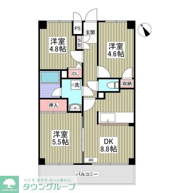 サニーエステート(3DK/2階)の間取り写真