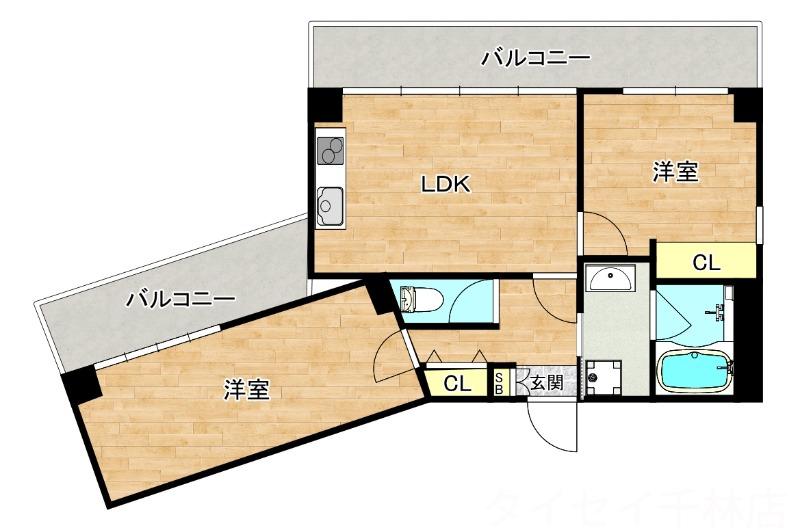 リブウッド大阪城(2LDK/7階)の間取り写真