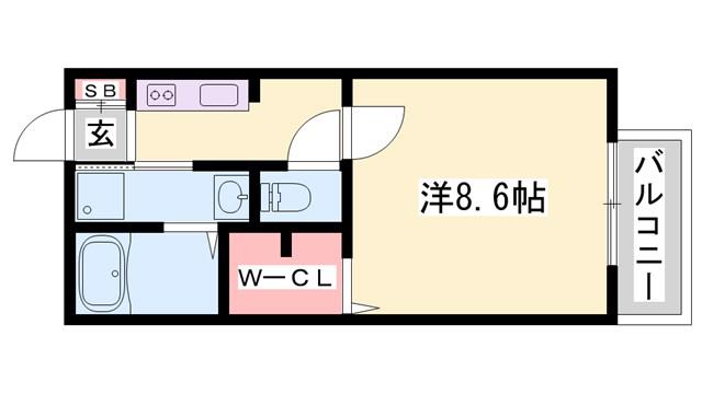 マメゾンI(1K/2階)の間取り写真