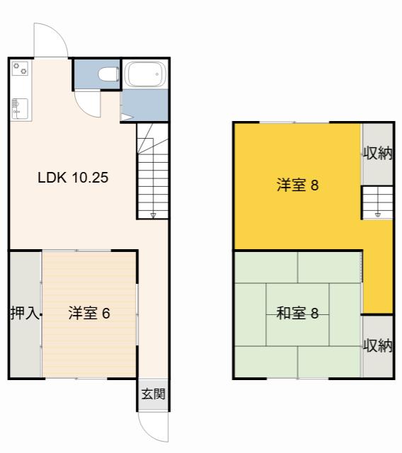 青木荘(3LDK/1階)の間取り写真