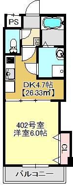 プライディア幕張(1DK/4階)の間取り写真