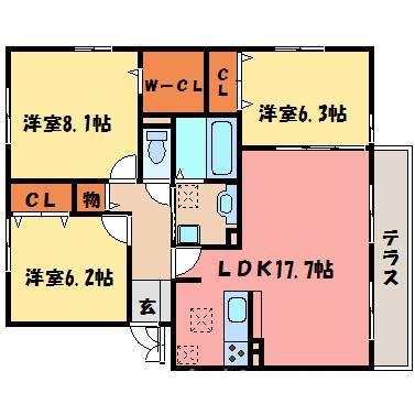 JR東海道本線 草津駅(滋賀) 徒歩23分 3階建 築11年(3LDK/1階)の間取り写真