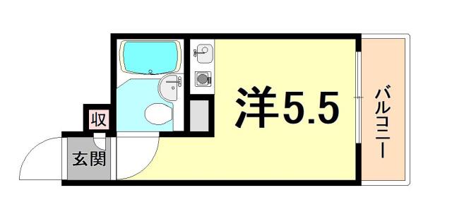 ロワイヤル北野(ワンルーム/4階)の間取り写真