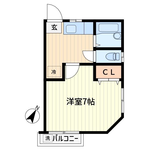 ドエル江古田(1K/2階)の間取り写真