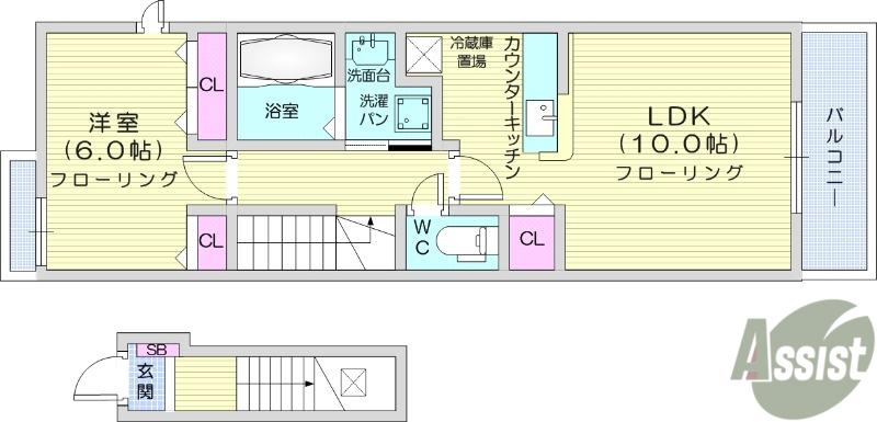 LA CANPANELLALA(1LDK/2階)の間取り写真