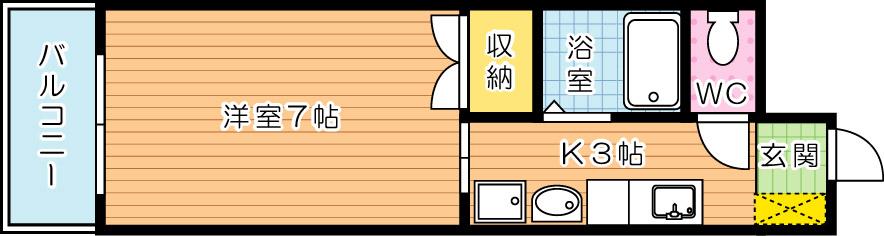 マリンアベニュー和布刈(1K/4階)の間取り写真