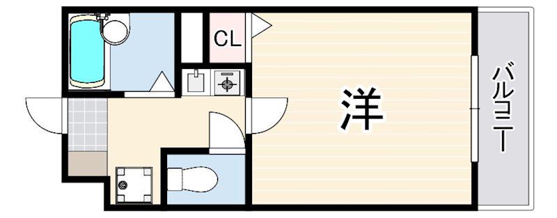 ヴェルディ神戸(1K/4階)の間取り写真