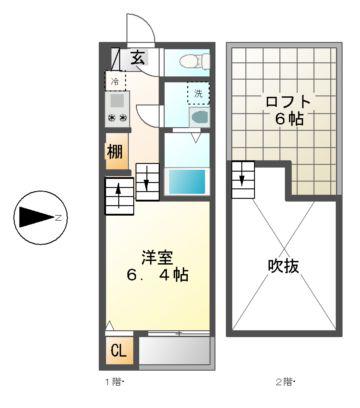 プランドール(1K/1階)の間取り写真