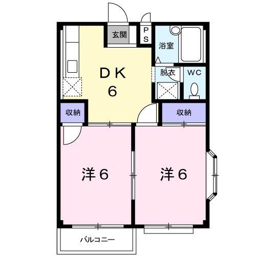 とまと 3(2DK/2階)の間取り写真