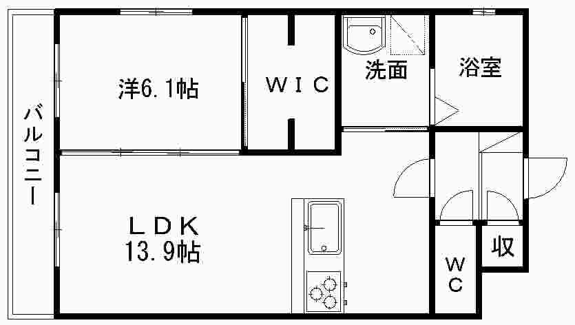 GRANDIR曳馬(1LDK/3階)の間取り写真