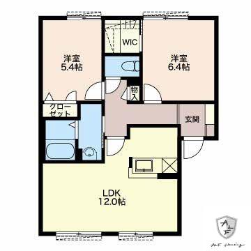 HOME LIKE 野いちご(2LDK/1階)の間取り写真