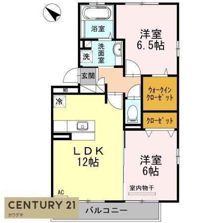ベルヴィル カメリア A棟(2LDK/3階)の間取り写真