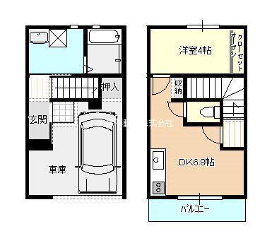 MDF上町(1DK/1階)の間取り写真