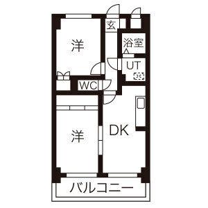 ガーデン山内(2DK/4階)の間取り写真