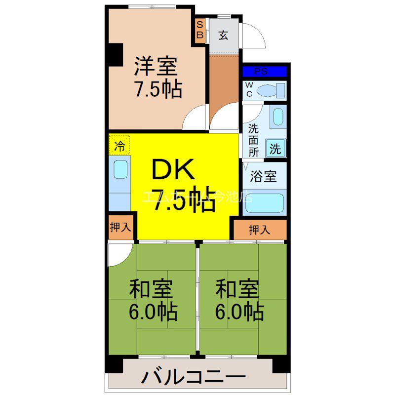 森ハイツ(3DK/3階)の間取り写真