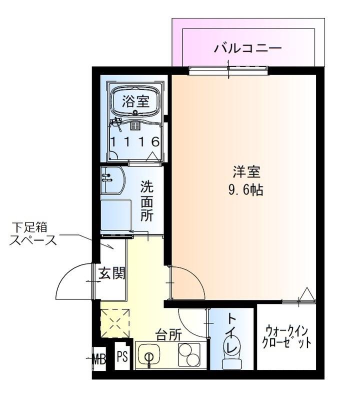 フジパレス大物公園I番館(1K/2階)の間取り写真