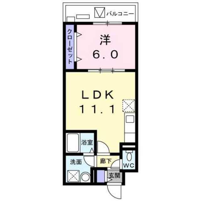 ヴェルヴェーヌ(1LDK/1階)の間取り写真