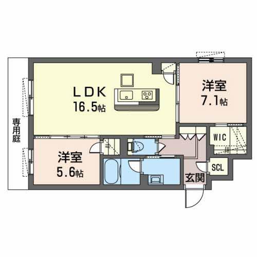 シャーメゾングラン今在家(2LDK/1階)の間取り写真