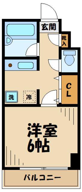 モアリッシェル多摩ニュータウン(1K/4階)の間取り写真