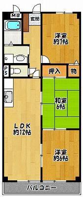 メゾンヴェール中尾I(3LDK/5階)の間取り写真