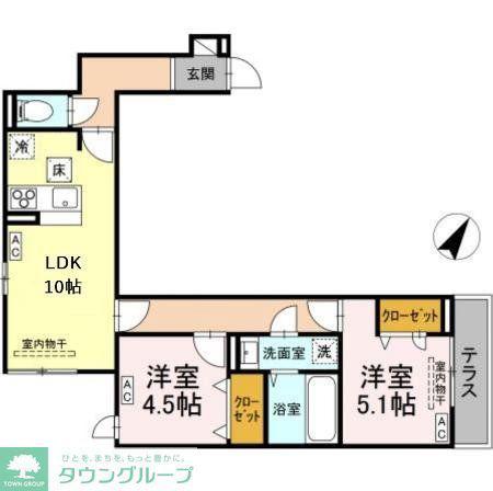 D-ROOM散田町(2LDK/1階)の間取り写真