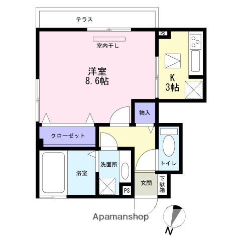 PREMIER COURT B(1K/1階)の間取り写真