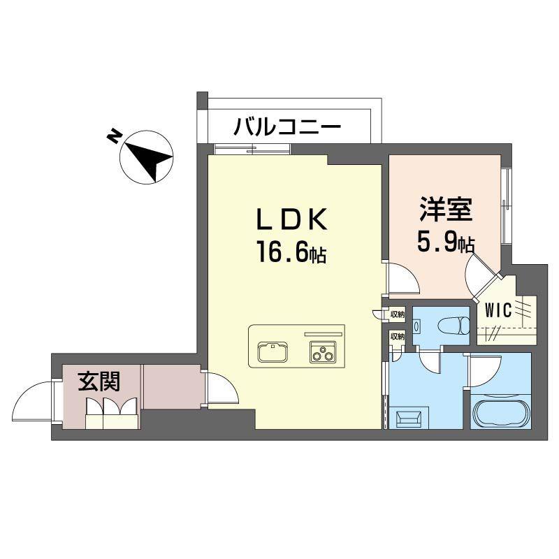 アミコートエムケー(1LDK/2階)の間取り写真