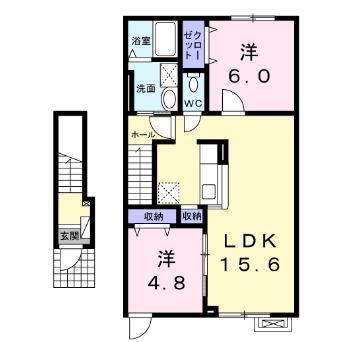 ルミエール桔梗 弐番館(2LDK/2階)の間取り写真