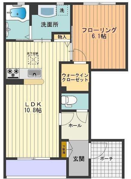 ラ・ヴィラーチェ デュオ(1LDK/1階)の間取り写真