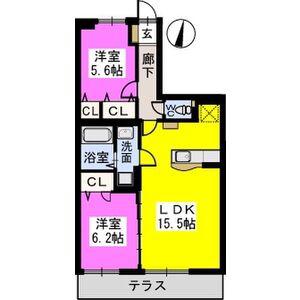 ラフィーネ(2LDK/1階)の間取り写真