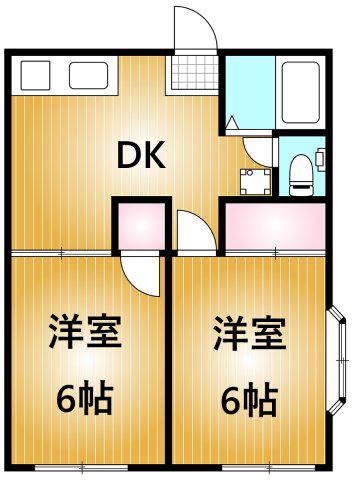 メゾンカトレア(2DK/1階)の間取り写真