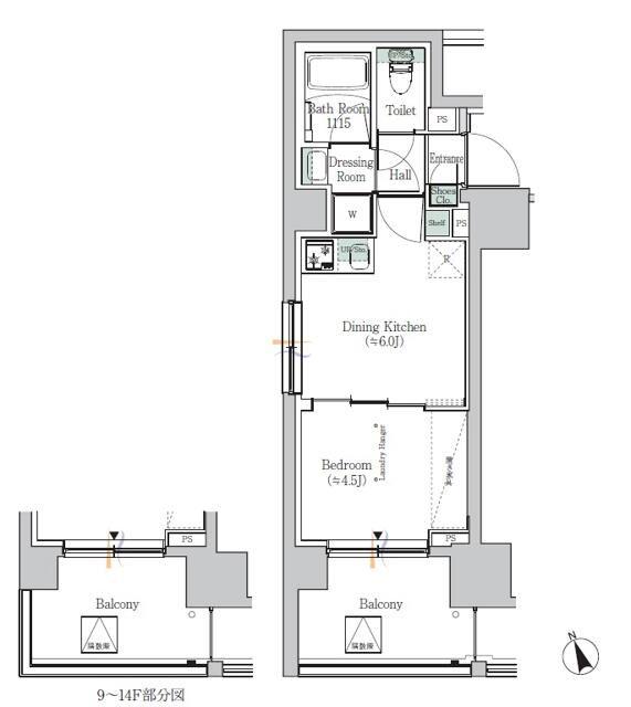 ONE ROOF RESIDENCE ASAKUSABASHI(1DK/4階)の間取り写真