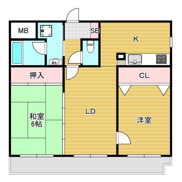 コートイケガミ(2LDK/3階)の間取り写真