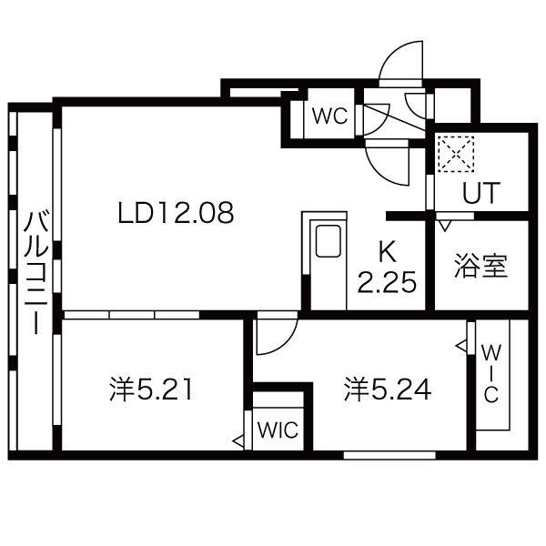 ラピスブラオ東区役所前(2LDK/2階)の間取り写真