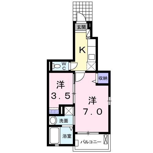グランディール 南長崎(1SK/1階)の間取り写真