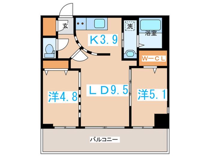 コローレ知事公館前(2LDK/9階)の間取り写真