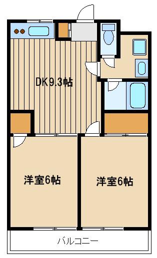 ニューライフ赤塚マンション(2DK/4階)の間取り写真