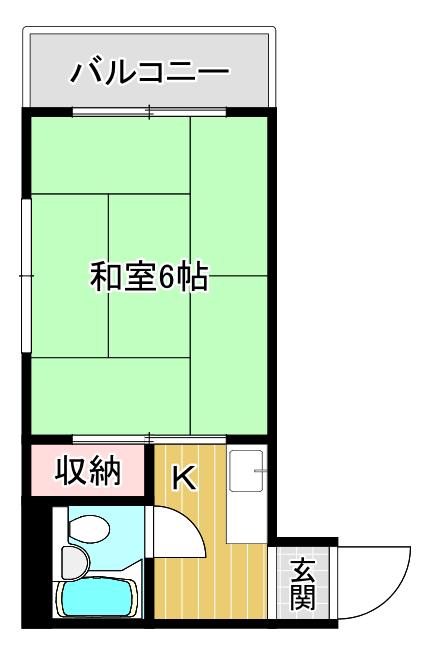 遠里小野パンション(1K/2階)の間取り写真