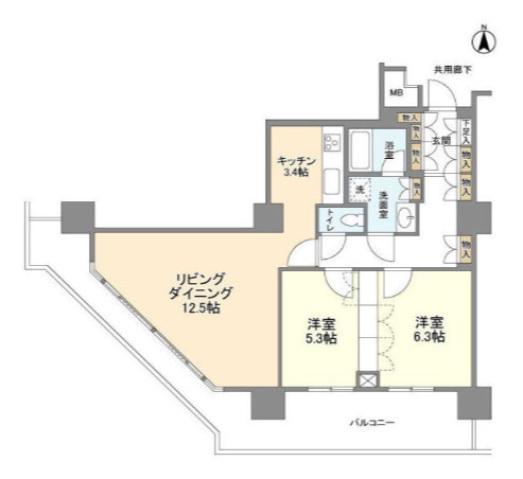 豊洲シエルタワー(2LDK/11階)の間取り写真