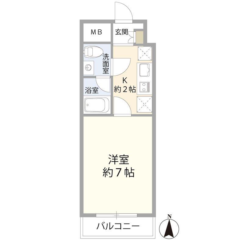フラット(1K/1階)の間取り写真