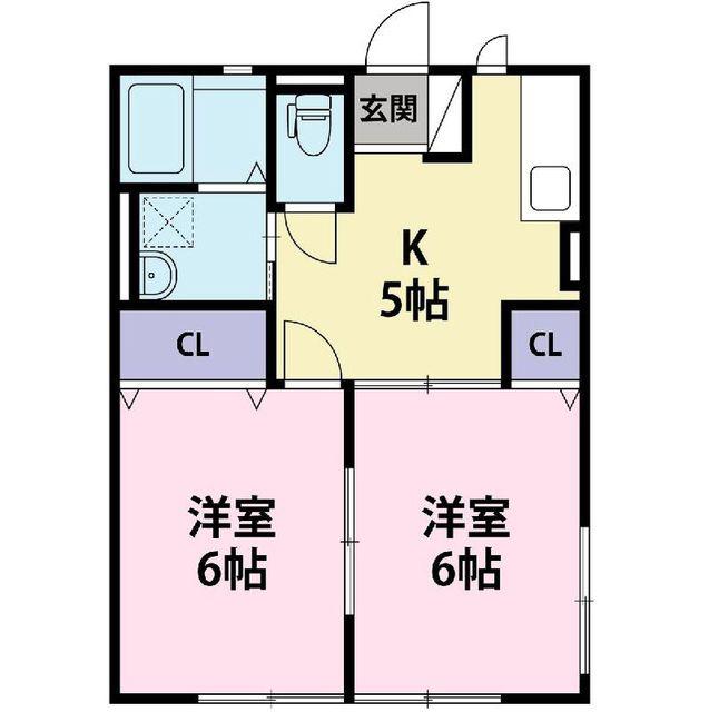 ルミエールB(2DK/1階)の間取り写真