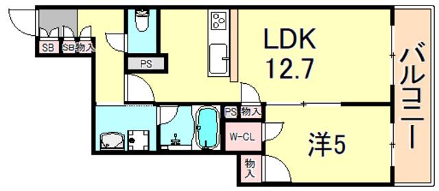 アルコイリス(1LDK/1階)の間取り写真